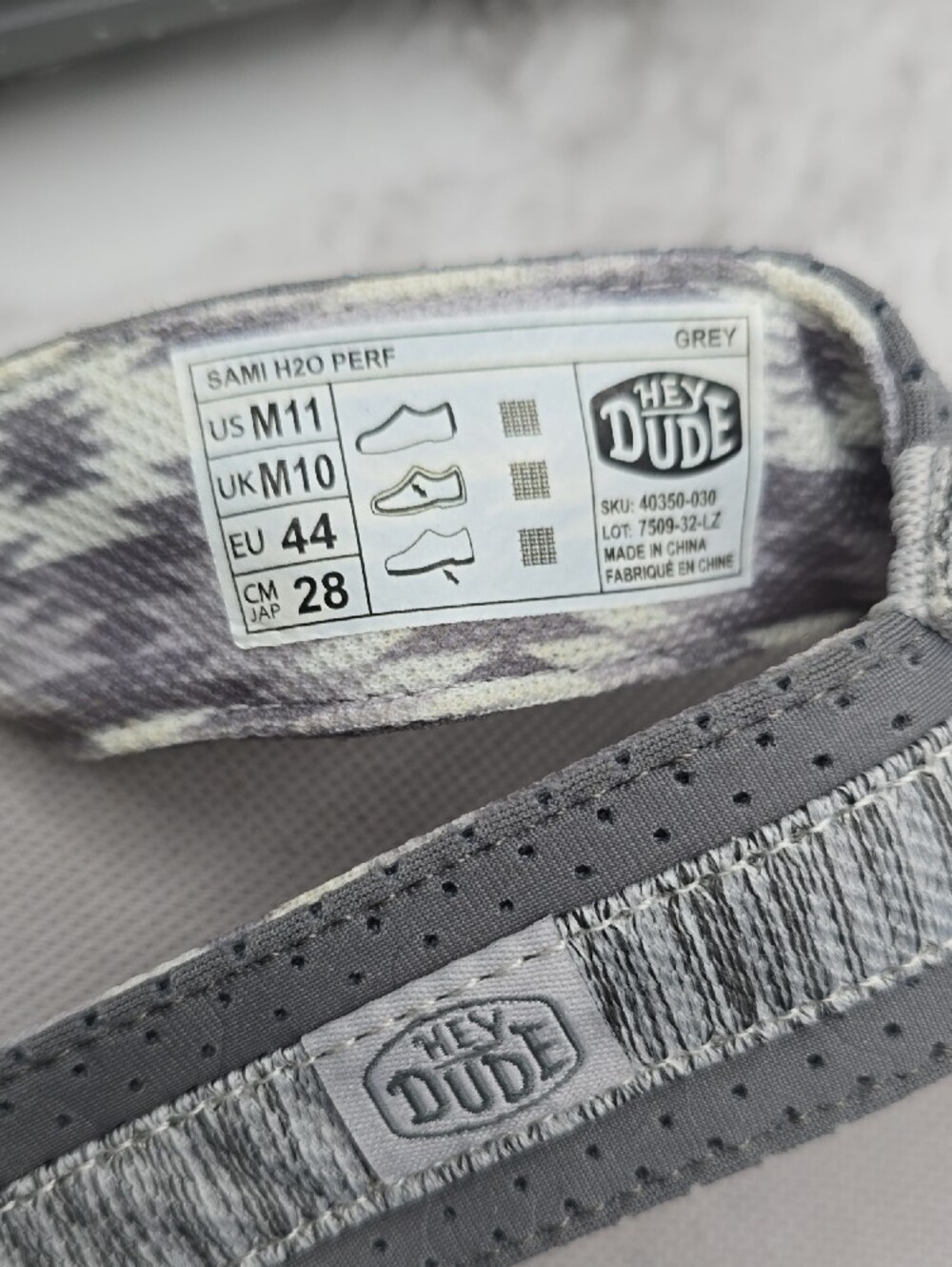 Hey Dude Men's Gray Sami H20 Flip Flops - Picture 4 of 4